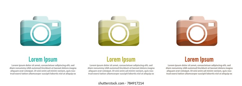 modern shape of camera with papercut layer background design template for multi purpose design or advertising