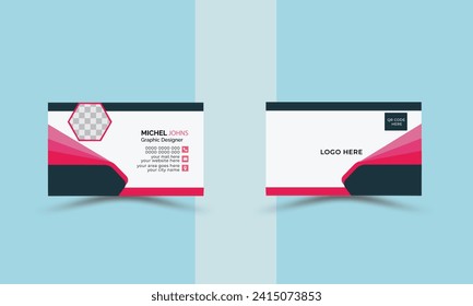 Modern shape with design double sided business card with and pink colour variation.