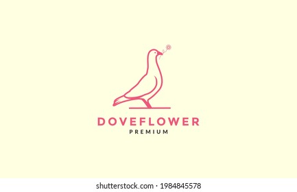 modern shape dove with flower logo symbol vector icon illustration graphic design 