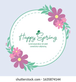 Modern shape of leaf and flower frame, for happy spring wallpaper decoration cards. Vector