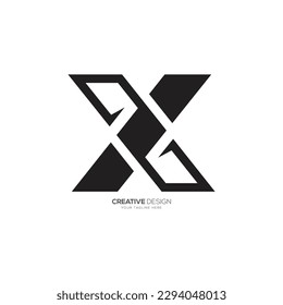 Modern shape letter X 2 or 2 X line shape black sports monogram logo