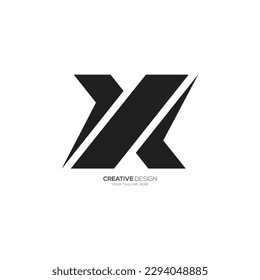 Modern shape letter X with arrow flat abstract black logo