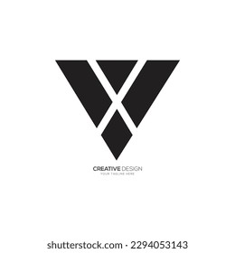 Modern shape letter X with arrow flat abstract black logo