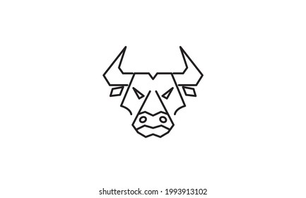 modern shape lines head bull logo vector icon illustration design