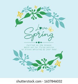 Modern shape Pattern of leaf and floral frame, for love spring greeting card template design. Vector