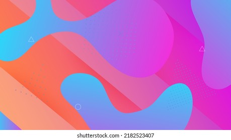 Forma moderna. Cartel de Hipster Rosado. Folleto multicolor. Formas geométricas. Página de aterrizaje tecnológico. Marco móvil. Diseño del arcoiris. Onda Funda Futurista. Forma moderna magenta