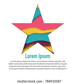 modern shape of star with papercut layered design background