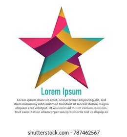 modern shape of star with papercut layered design background