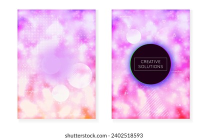 Forma moderna. Puntos de moda. Presentación de luz violeta. Simple Volante. Fondo del Holograma. Textura digital. Diseño técnico. Plantilla de semitono brillante. Forma morada moderna