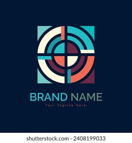 Modern shapes circle target logo template design vector for brand or company and other