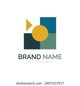 Modern shapes geometry logo template design vector for brand or company and other