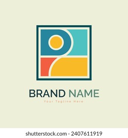 Modern shapes geometry logo template design vector for brand or company and other