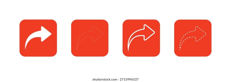 modern share and return arrow icon set in four different styles solid outline dotted for application web navigation ui ux vector.
