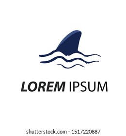 modern shark fin logo with wave.- vector illustration