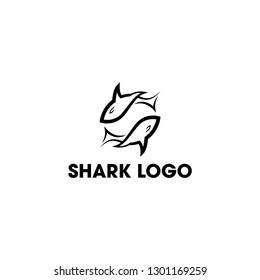 Modern Shark Flat Logo, Illustration, Vector