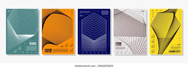 Modern sharp blend line hexagon cover design set