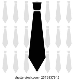 Modern sharp large tie in front and a tie shape pattern in the background, monochrome abstract minimal art, good for background, wallpaper, and fashion design, suitable for web design, black and white