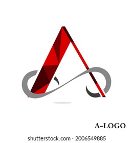 modern and sharp like red crystal letter A logo