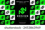 Modern sharp line abstract letter N NN logo bundle