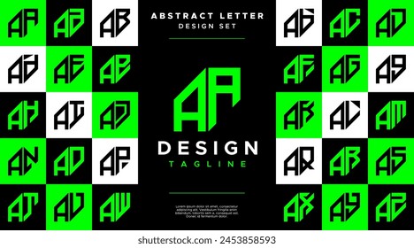 Modern sharp line abstract letter A AA logo bundle