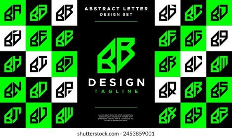 Modern sharp line abstract letter B BB logo bundle