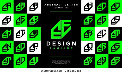 Modern sharp line abstract letter E EE logo bundle