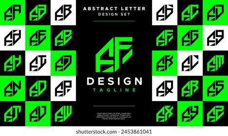 Modern sharp line abstract letter F FF logo bundle