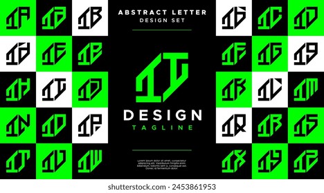 Modern sharp line abstract letter I II logo bundle
