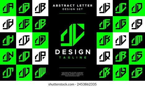 Modern sharp line abstract letter J JL logo bundle