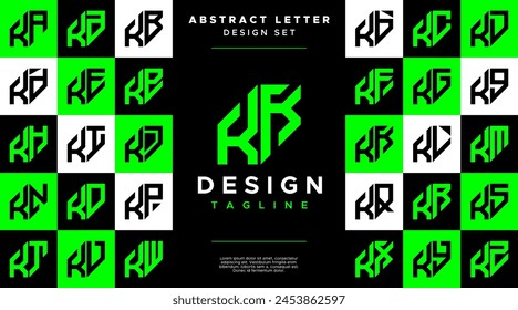 Modern sharp line abstract letter K KK logo bundle