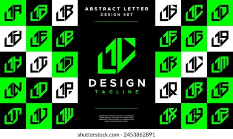 Modern sharp line abstract letter L LL logo bundle