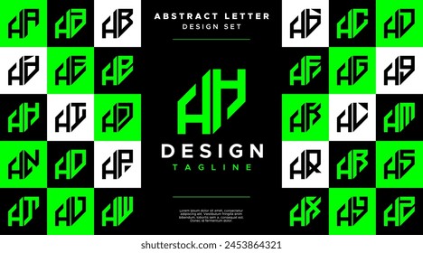 Modern sharp line abstract letter H HH logo bundle