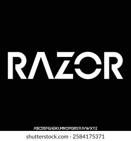 Modern sharp sans serif display font vector