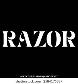 Modern sharp sans serif display font vector