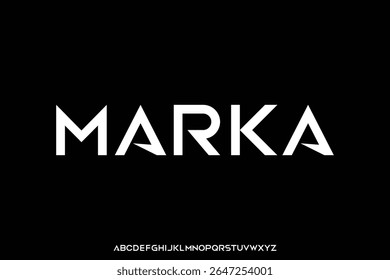 Modern sharp sporty sans serif display font vector illustration
