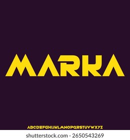 Modern sharp sporty sans serif display font vector illustration