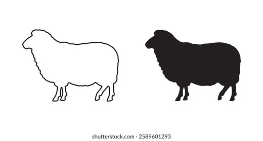 Modern Sheep Contour - Sleek Sheep Outline for Graphic Art
