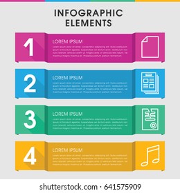 Modern sheet infographic template. infographic design with sheet icons includes paper, music note. can be used for presentation, diagram, annual report, web design.