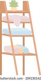 Modern shelves for bathroom semi flat color vector item. Realistic object on white. Scandinavian style furniture isolated modern cartoon style illustration for graphic design and animation