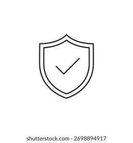 Escudo moderno com ícone de marca de seleção, conceito de proteção segura, verificação de segurança, aprovação de segurança cibernética, defesa de privacidade, ilustração de símbolo de confiança digital