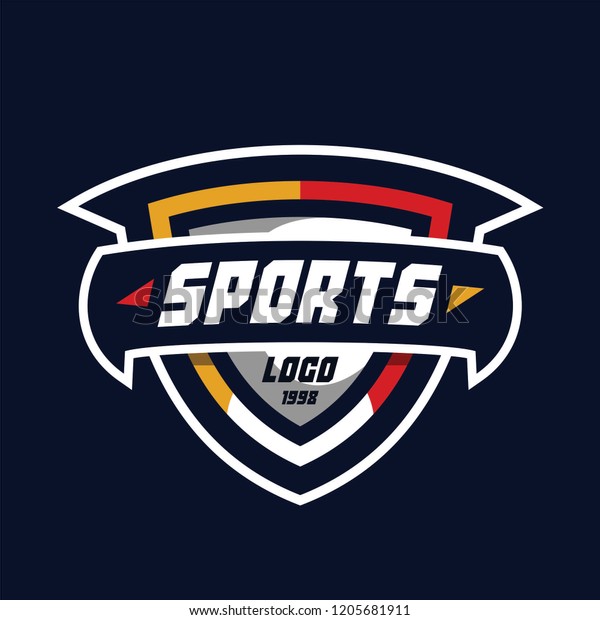 Modern shield\
colorful sport logo vector\
template