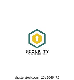 Modern Shield Hexagon Security Logo Design. hexagon logo for security company, simple icon.