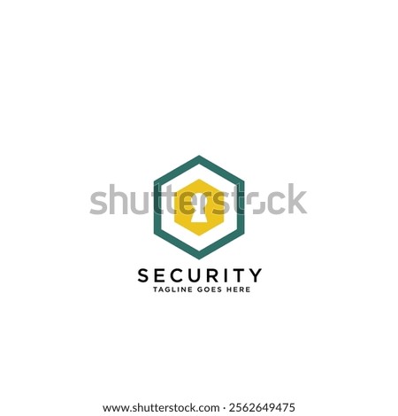 Modern Shield Hexagon Security Logo Design. hexagon logo for security company, simple icon.
