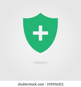 Modern shield icon with cross.