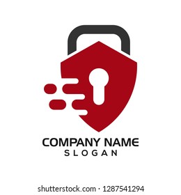 Modern shield with keyhole as the padlock for security logo template or design resources