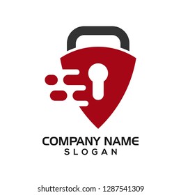 Modern shield with keyhole as the padlock for security logo template or design resources