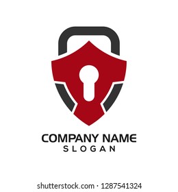 Modern shield with keyhole as the padlock for security logo template or design resources