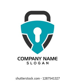 Modern shield with keyhole as the padlock for security logo template or design resources