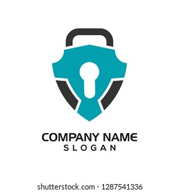 Modern shield with keyhole as the padlock for security logo template or design resources