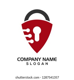 Modern shield with keyhole as the padlock for security logo template or design resources